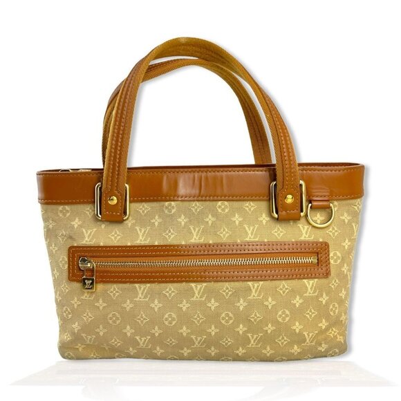 LOUIS VUITTON Monogram LV Mini Lucille PM Bag Beige Camel Brown 2004 Authentic - Picture 1 of 17